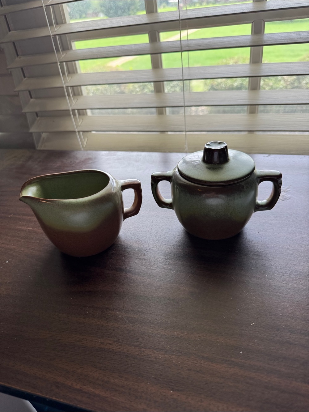 Vintage 1960’s Frankoma Pottery Creamer and Sugar Bowl with Lid